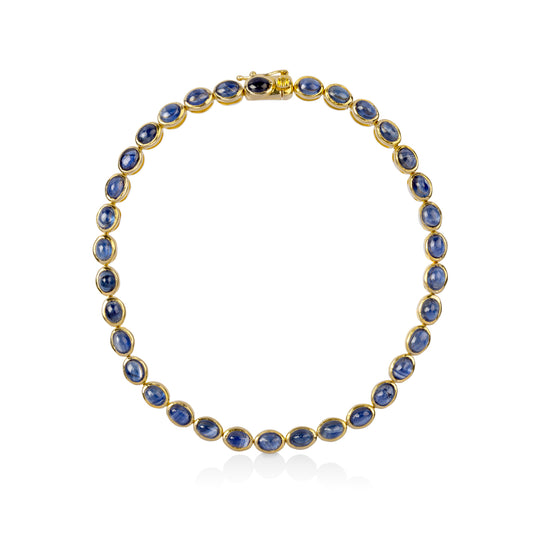 14ky 8.57ctw Natural Sapphire Cabochon Bracelet