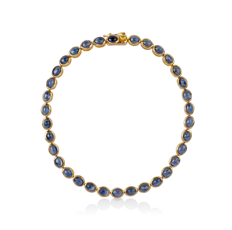 14ky 8.57ctw Natural Sapphire Cabochon Bracelet