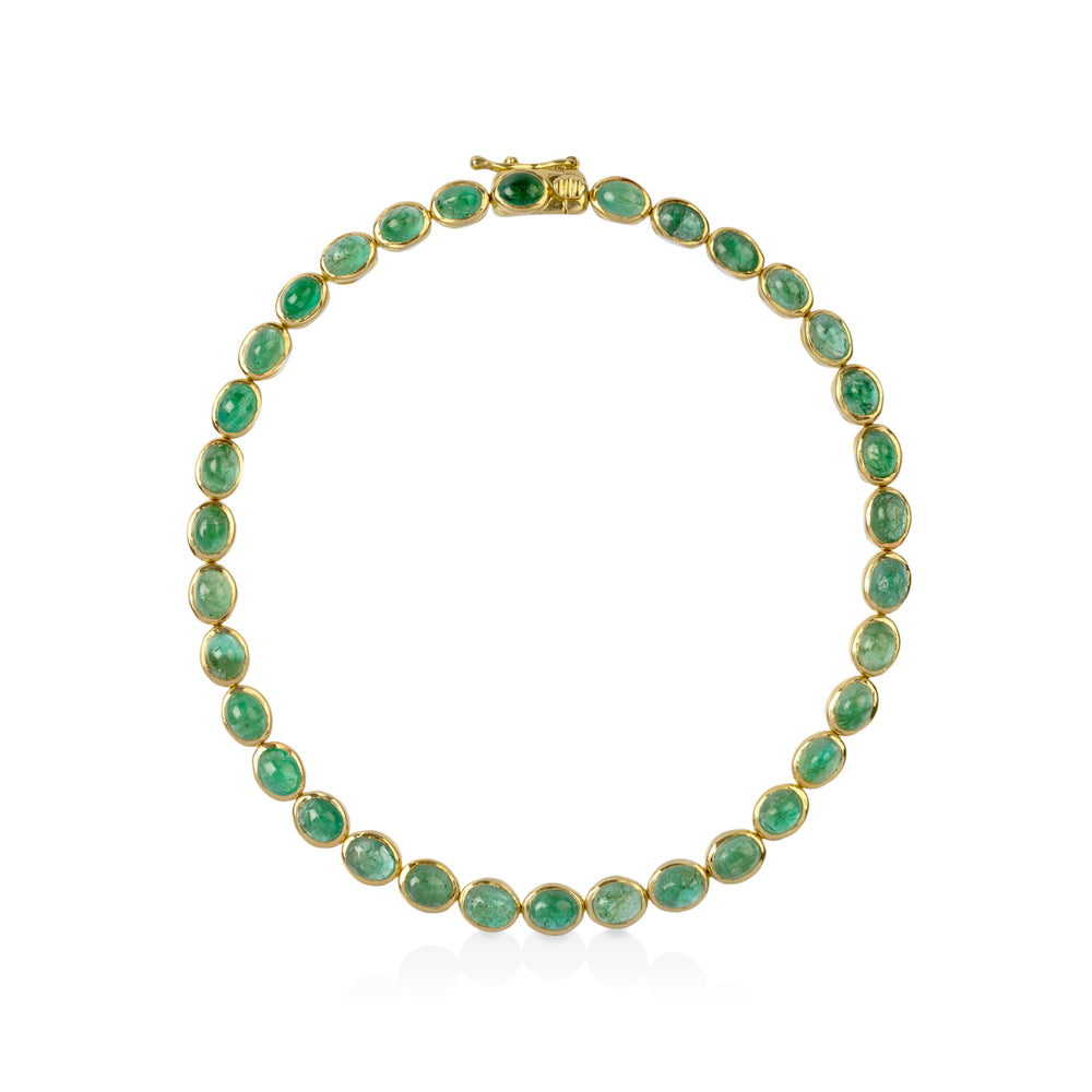 14ky 6.84ctw Natural Emerald Cabochon Bracelet