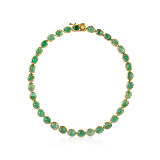 14ky 6.84ctw Natural Emerald Cabochon Bracelet