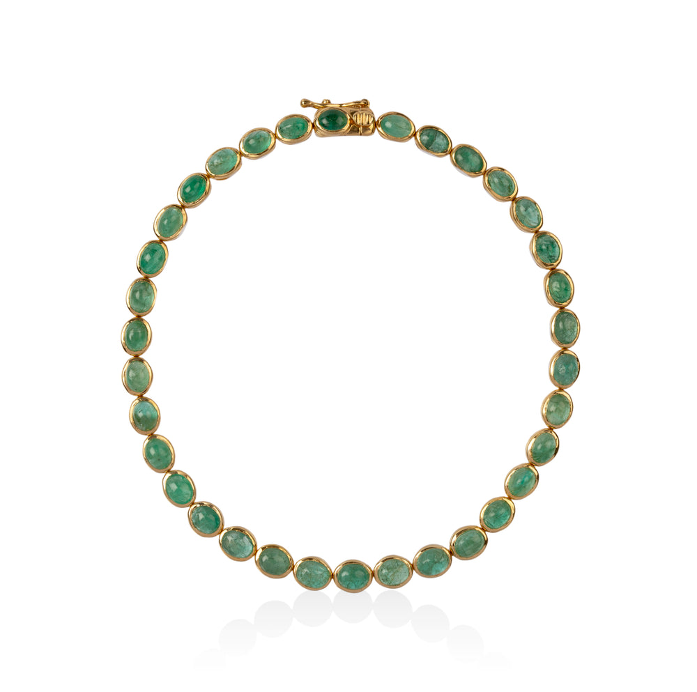 14ky 6.84ctw Natural Emerald Cabochon Bracelet
