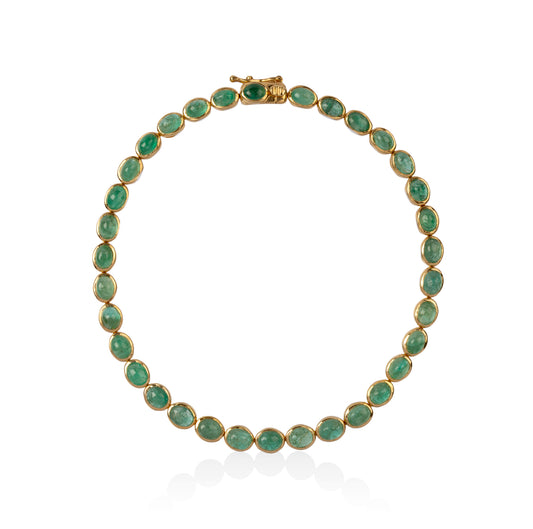 14ky 6.84ctw Natural Emerald Cabochon Bracelet