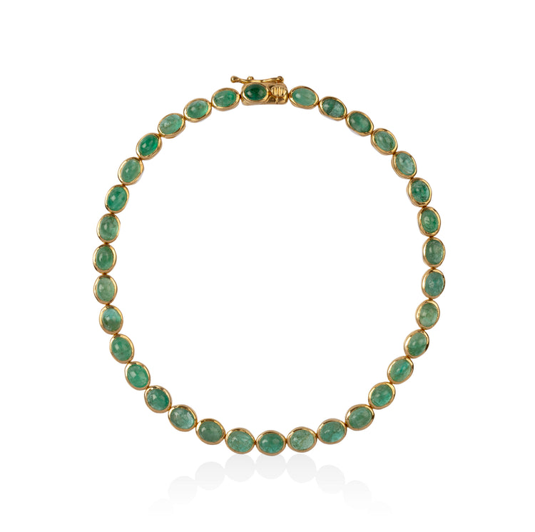 14ky 6.84ctw Natural Emerald Cabochon Bracelet
