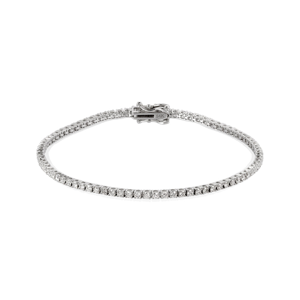14kw 1.5ctw Natural Diamond Tennis Bracelet