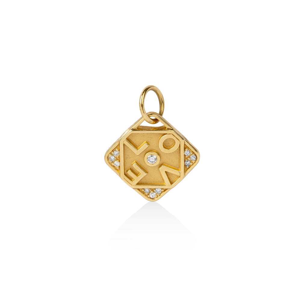 18ky .08ctw Mini LOVE Charm