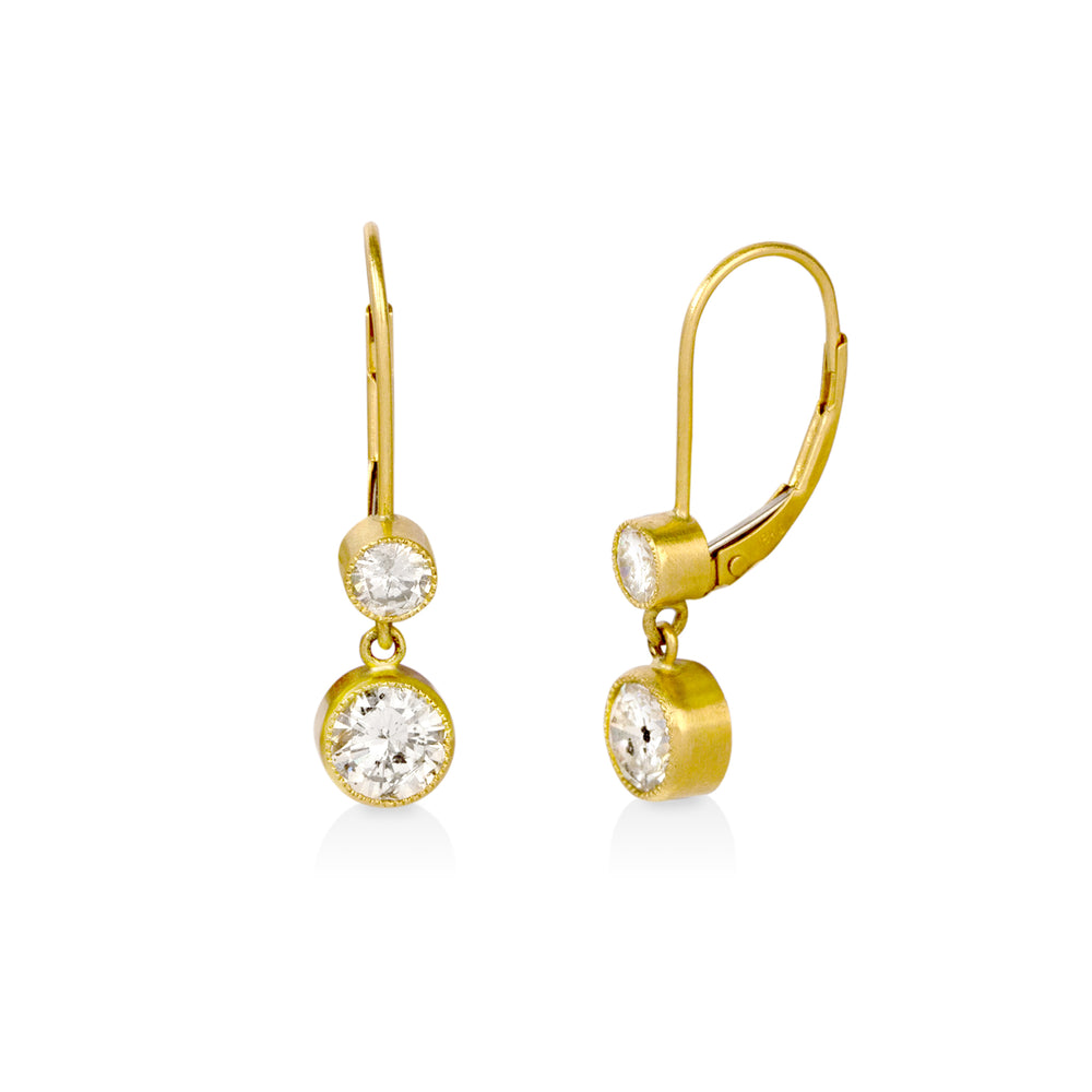 18ky 2.0ctw Bezel Drop Dangle Earrings