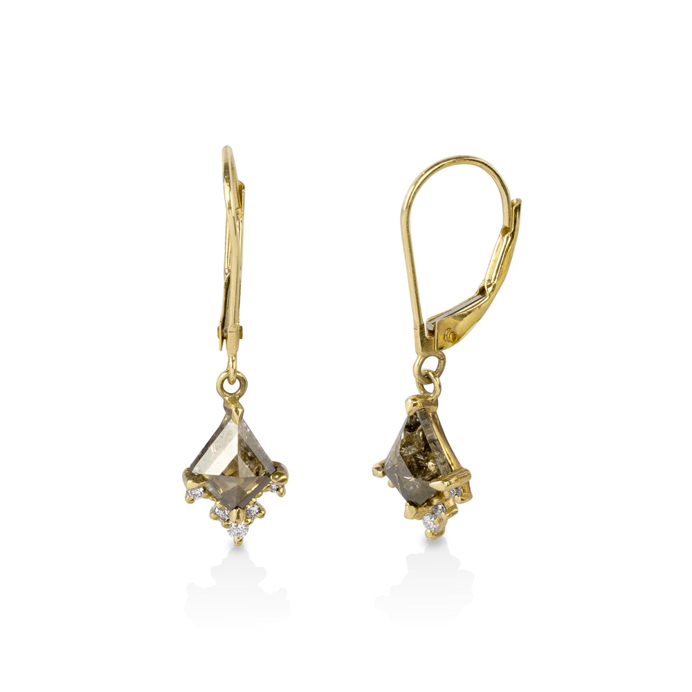 14ky 1.24ct Salt & Pepper Rae .15ctw Diamond Dangle Earrings