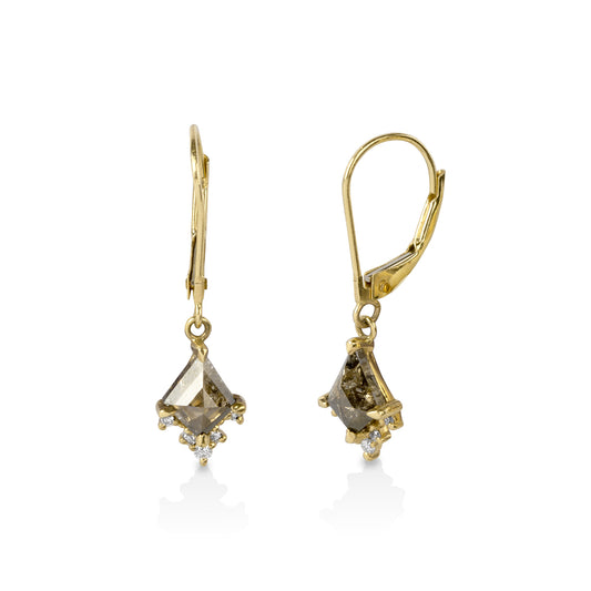 14ky 1.24ct Salt & Pepper Rae .15ctw Diamond Dangle Earrings