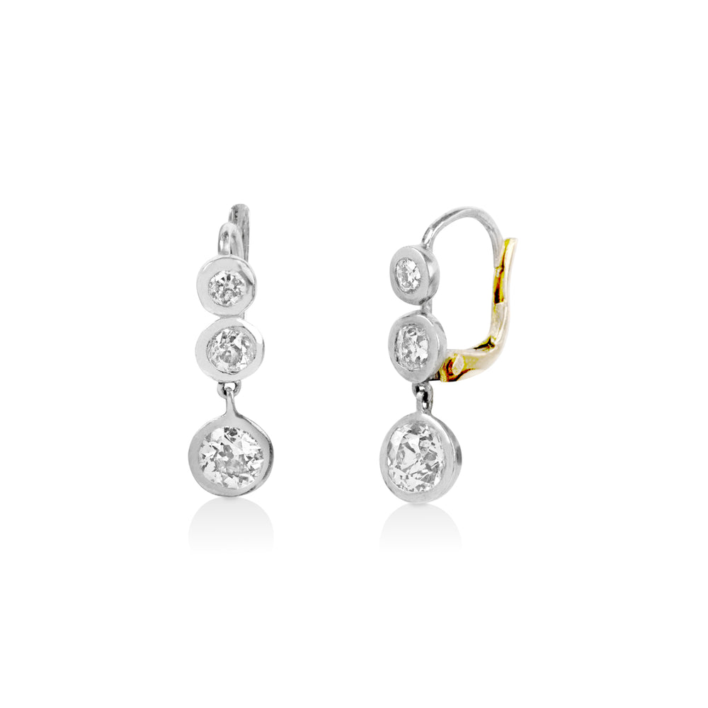 Platinum 1.75ctw Triple Drop Vintage Earrings