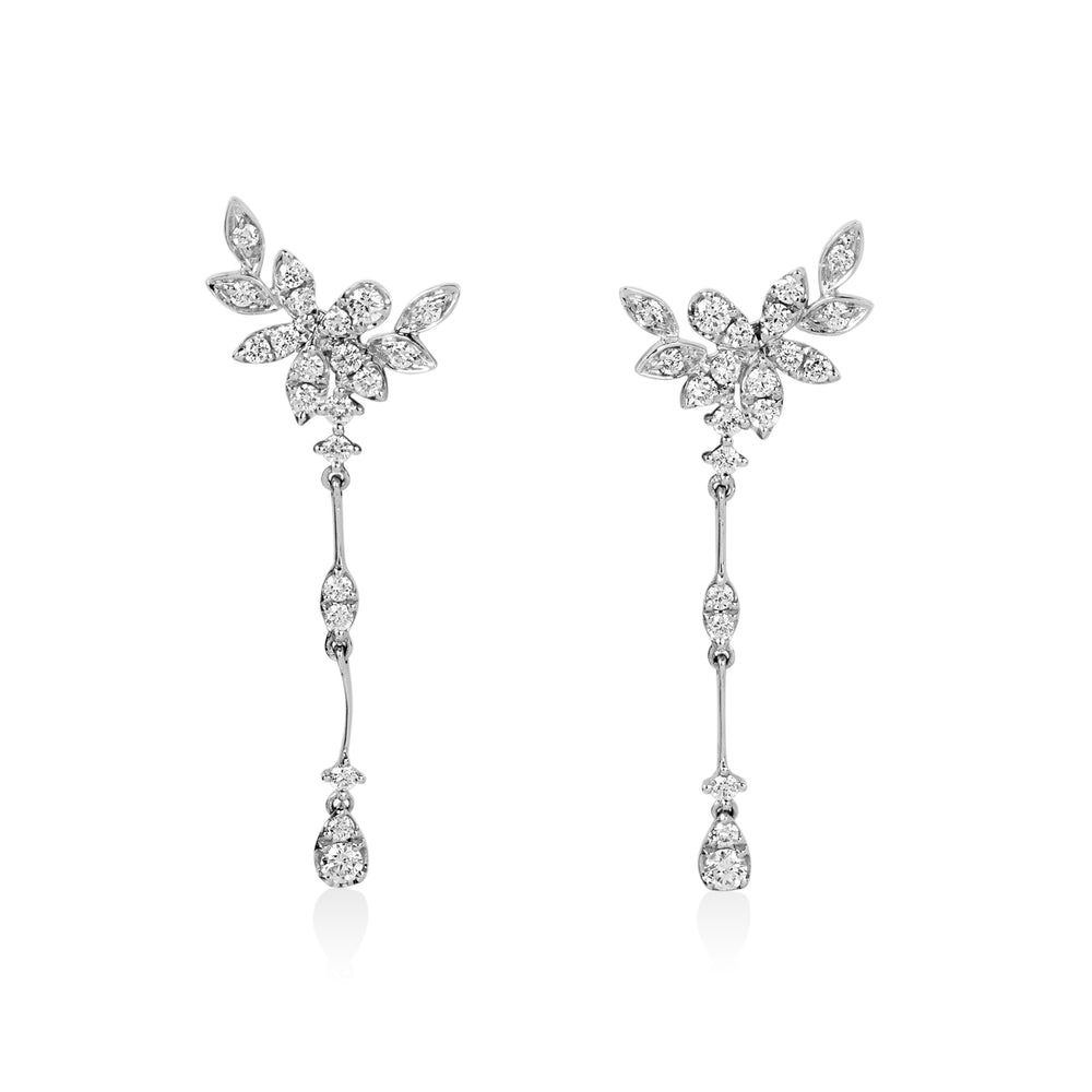 14kw .57ctw Floral Diamond Dangle Earrings