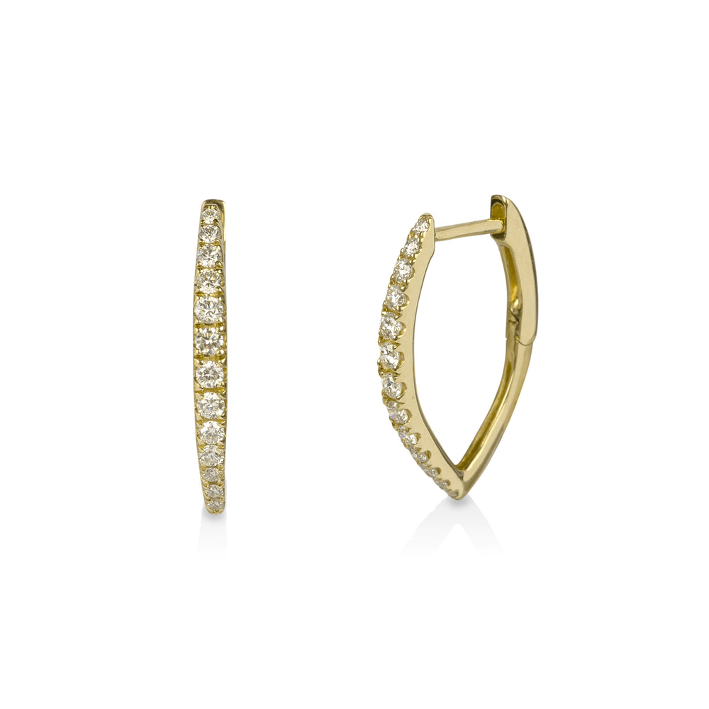 14ky .31ctw V-Shaped Diamond Huggies
