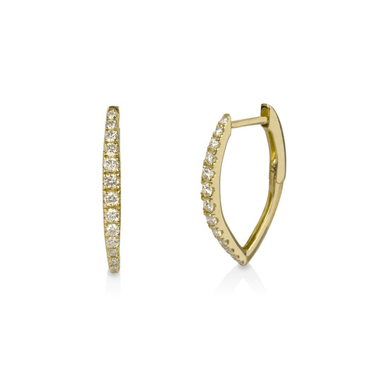 14ky .31ctw V-Shaped Diamond Huggies