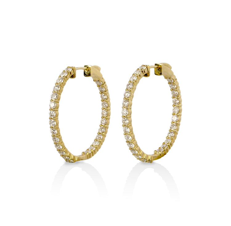 14ky 2.57ctw Lab Inside Out Diamond Hoop Earrings
