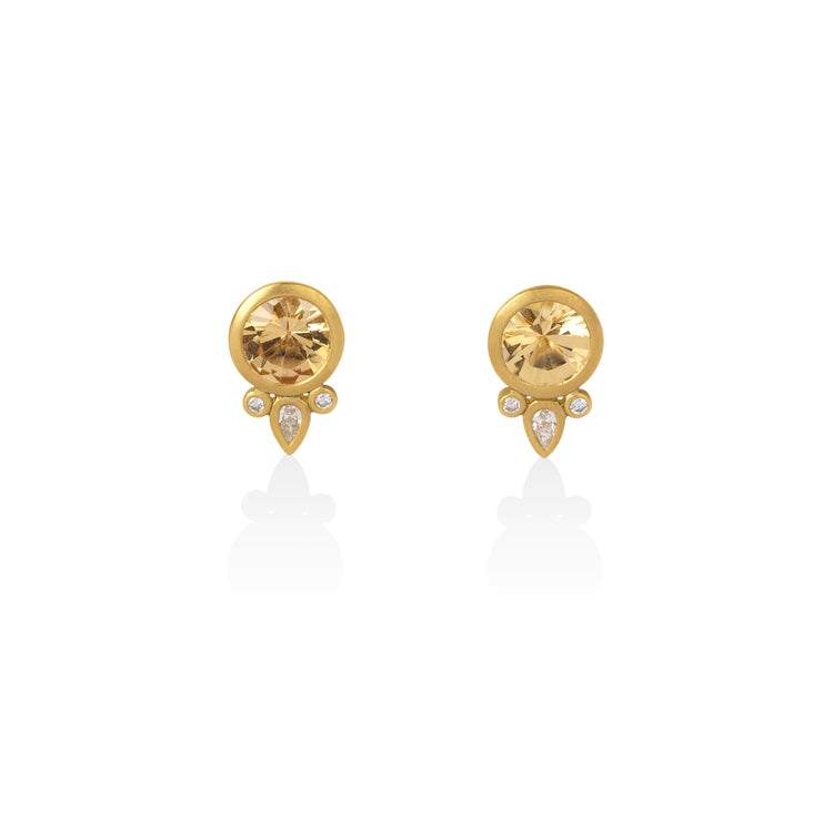 18ky 1.82ctw Imperial Topaz & Diamond Bezel Earrings