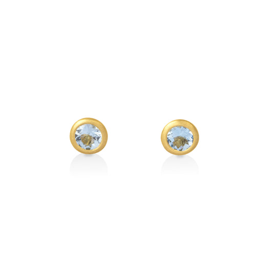 18ky .42ctw Aqua Marine Bezel Earrings