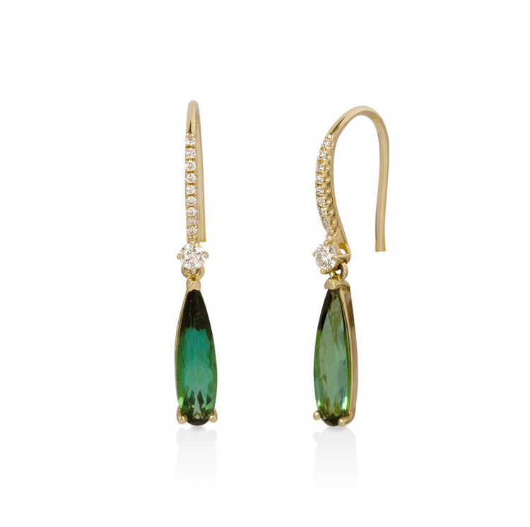 14ky 1.54ctw Green Tourmaline Earrings