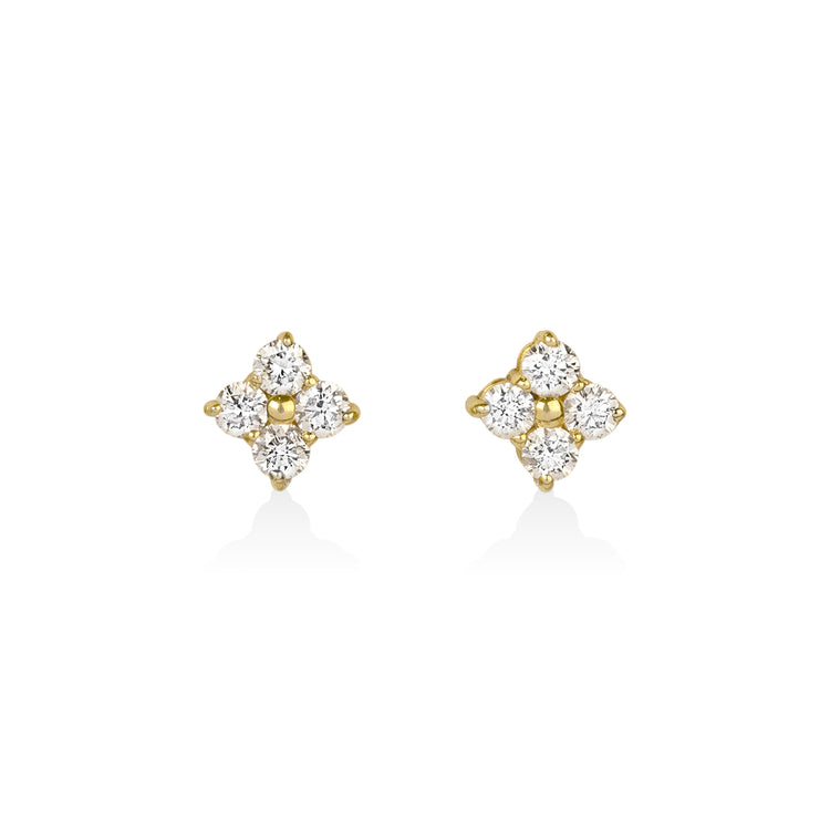 14ky .37ctw Clover Diamond Stud Earrings