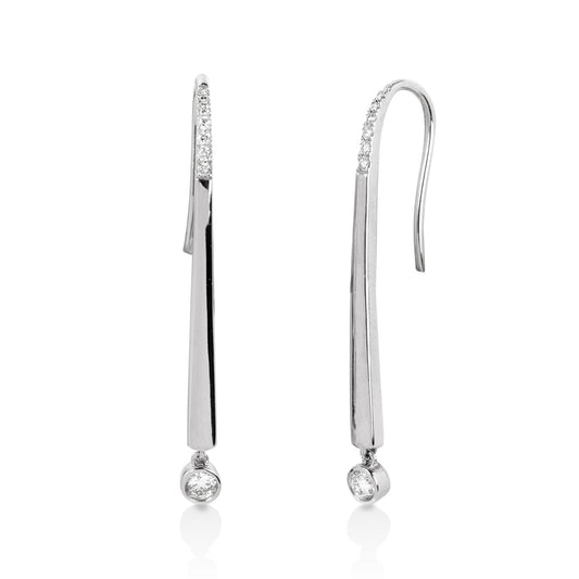 14kw Long Bezel Hook Earrings