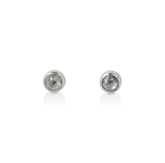 14kw .29ctw salt & pepper bezel stud earrings