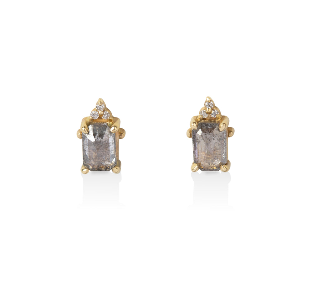 14ky .45ctw Emerald-Cut Salt & Pepper Tatti Earrings