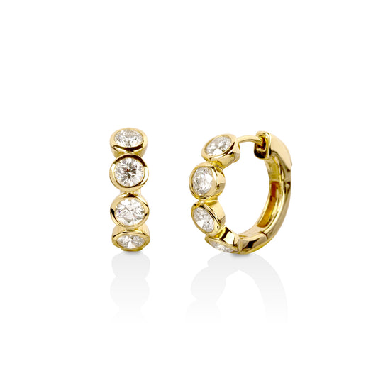 14ky 1.50ctw 4 Round Bezel Huggies