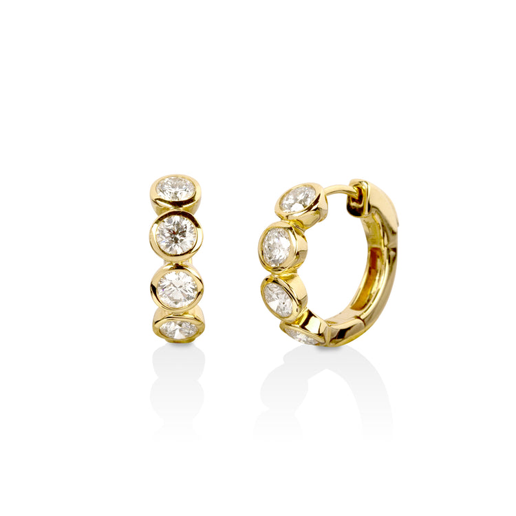 14ky 1.50ctw 4 Round Bezel Huggies