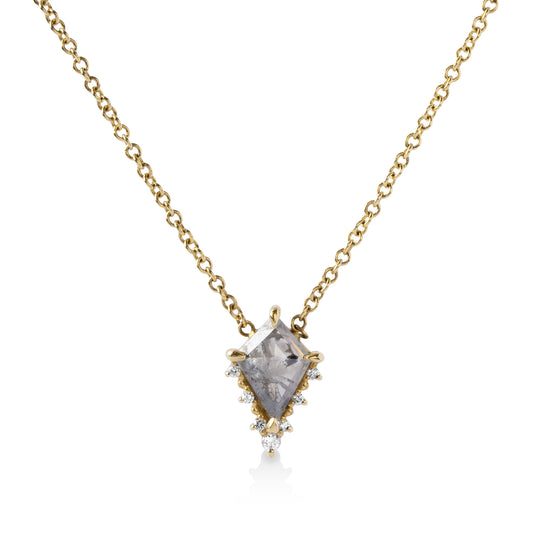 14ky .91ct Salt & Pepper Kite-Shaped Diamond Necklace