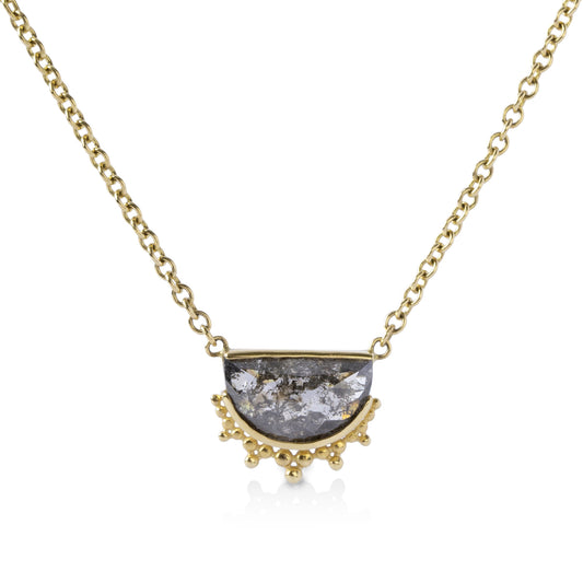 14ky 1.82ct Half-moon Salt & Pepper "Reilia" Diamond Necklace