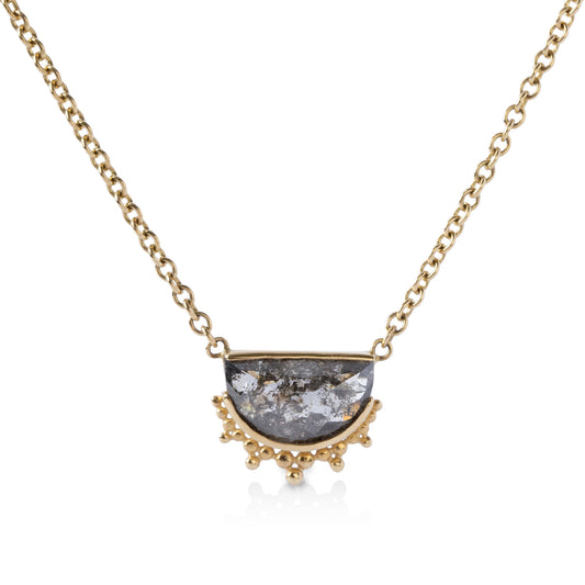 14ky 1.82ct Half-moon Salt & Pepper "Reilia" Diamond Necklace