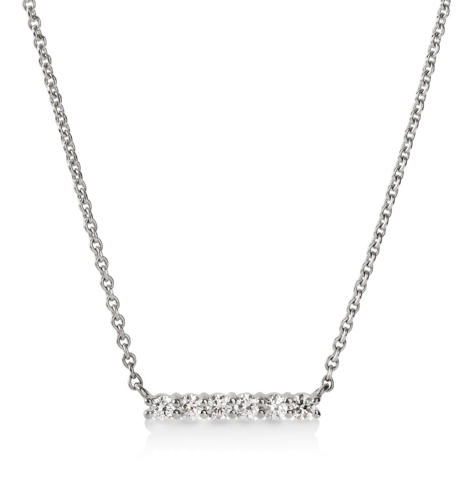 14kw .45ctw Prong-Set Diamond Bar Necklace