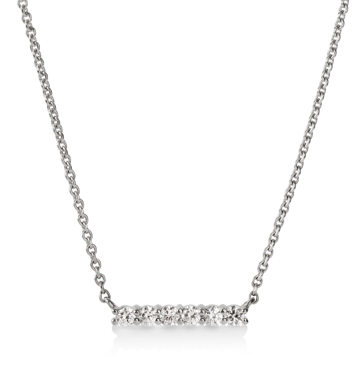 14kw .45ctw Prong-Set Diamond Bar Necklace