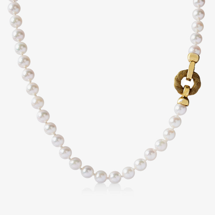 14ky Circle Clasp Akoya 6.5-7mm Pearl Strand Necklace
