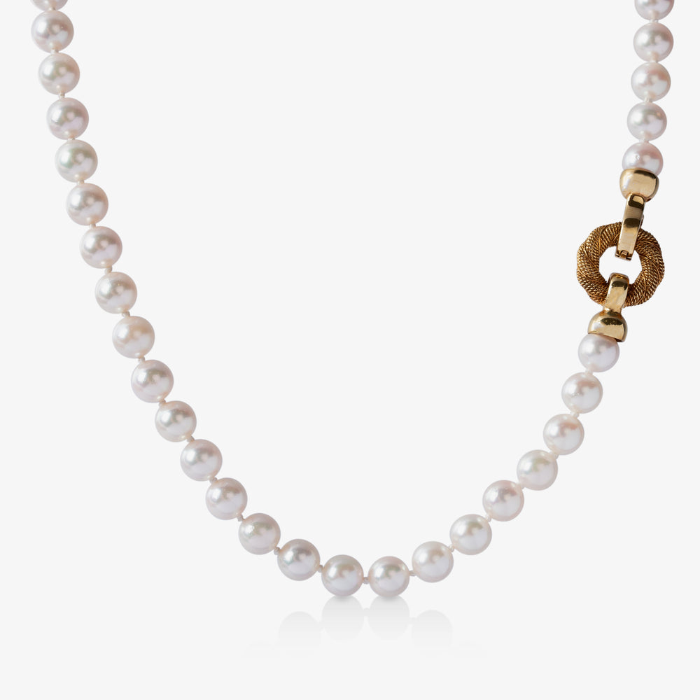 14ky Circle Clasp Akoya 6.5-7mm Pearl Strand Necklace