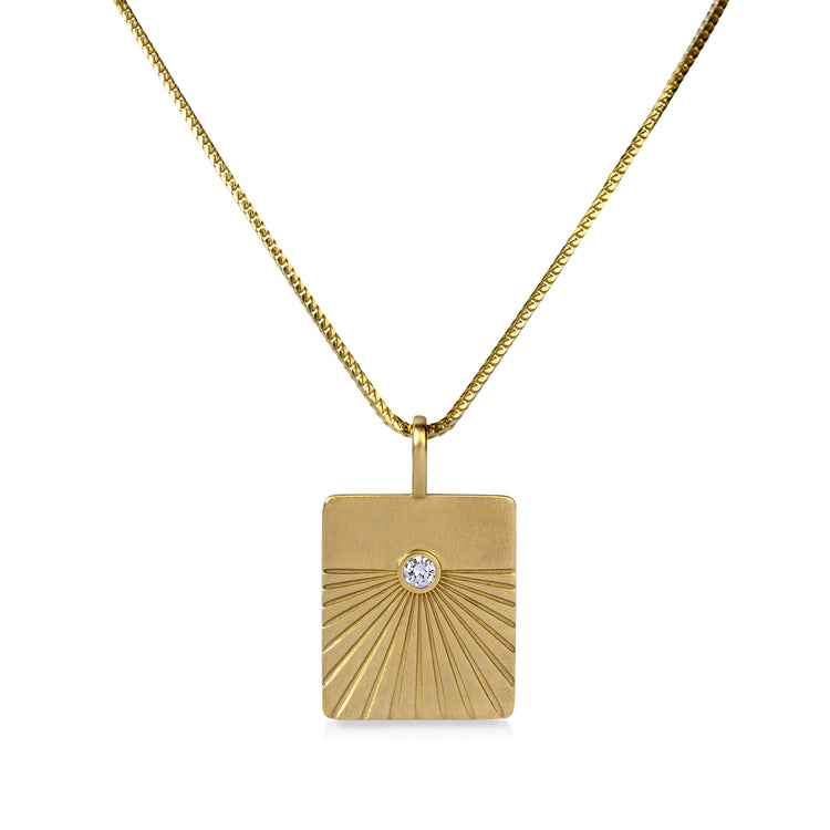 14ky .27ctw Sun Moon Rectangular Pendant With 18