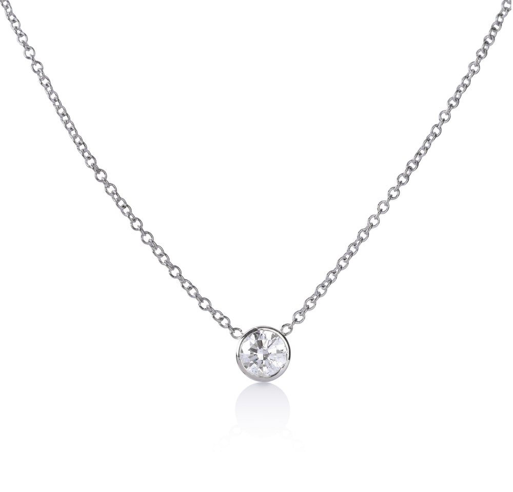 14kw .80ct Floating Bezel Diamond Necklace