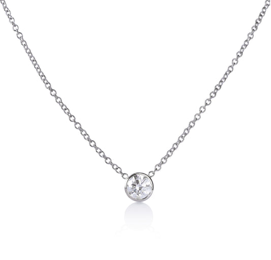 14kw .80ct Floating Bezel Diamond Necklace