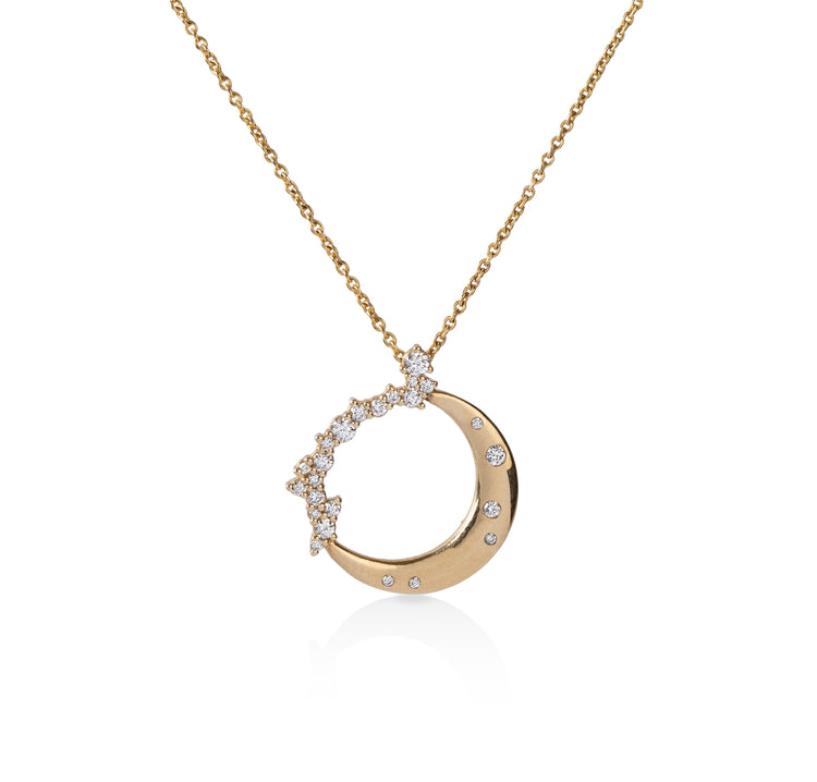 14ky .25ctw Moon & Star Diamond Necklace