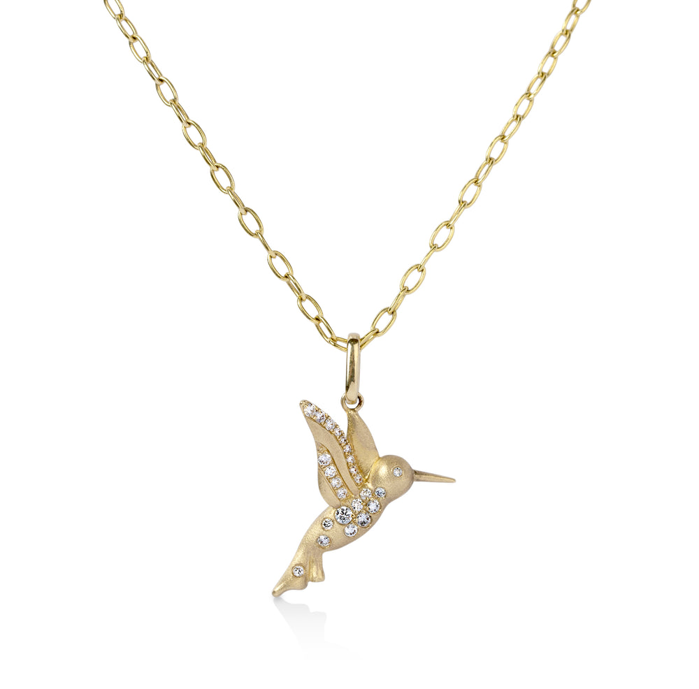 14ky .22ctw Diamond Hummingbird Necklace