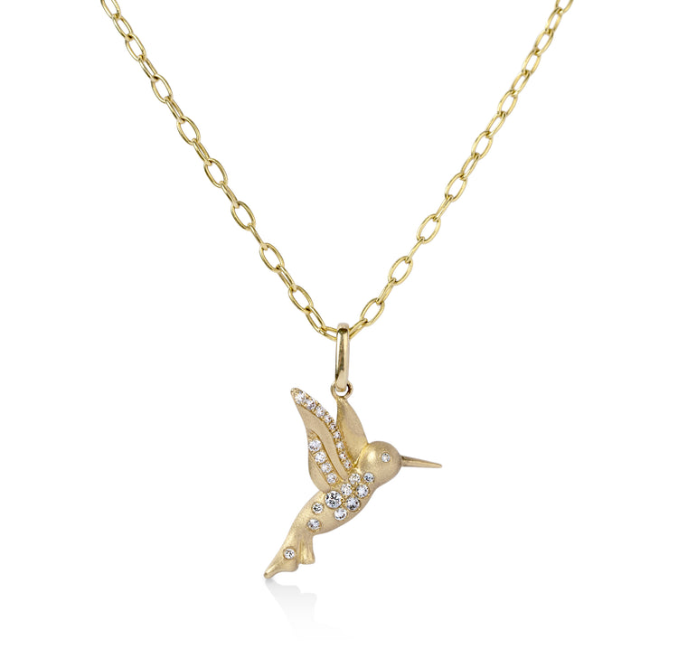 14ky .22ctw Diamond Hummingbird Necklace