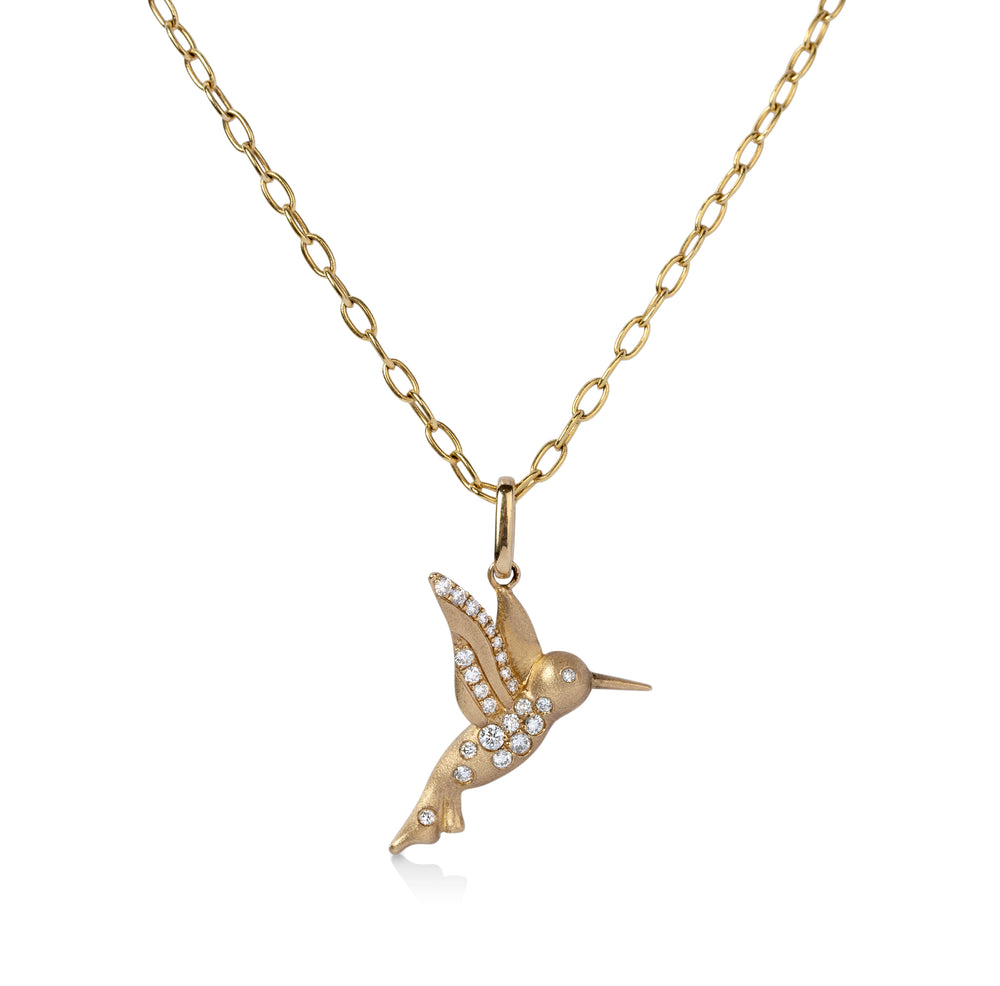 14ky .22ctw Diamond Hummingbird Necklace