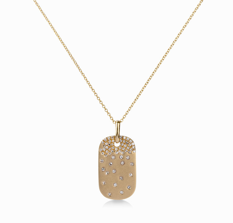 14ky Confetti Diamond Dog Tag Pendant