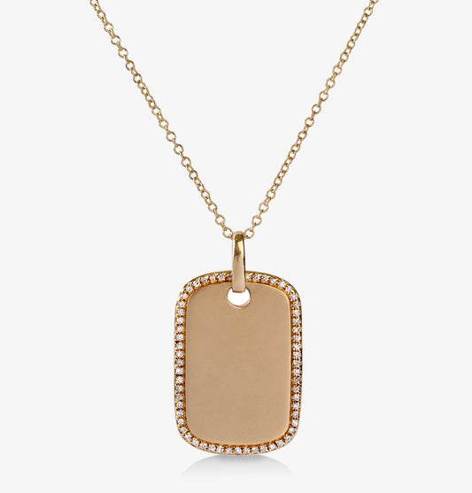 14ky.15ctw Gold & Diamond Dog Tag