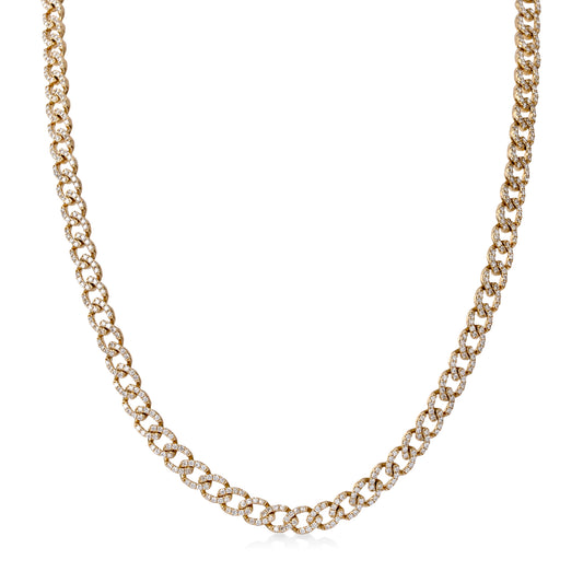 18ky 4.9ctw 17" Pave Curb Diamond Necklace