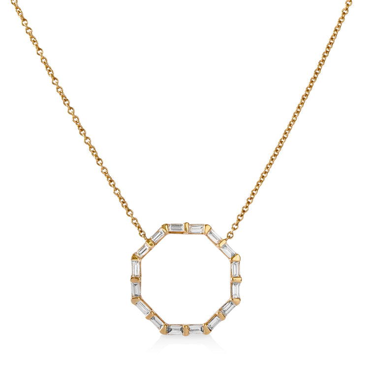 14ky .29ctw Baguette Diamond Octagon Necklace