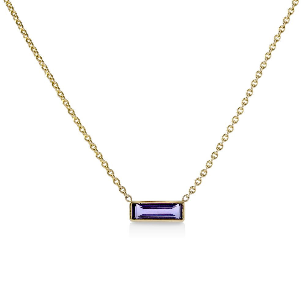 14ky .35ct Purple Sapphire Baguette-Cut Necklace
