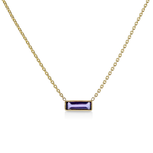 14ky .35ct Purple Sapphire Baguette-Cut Necklace