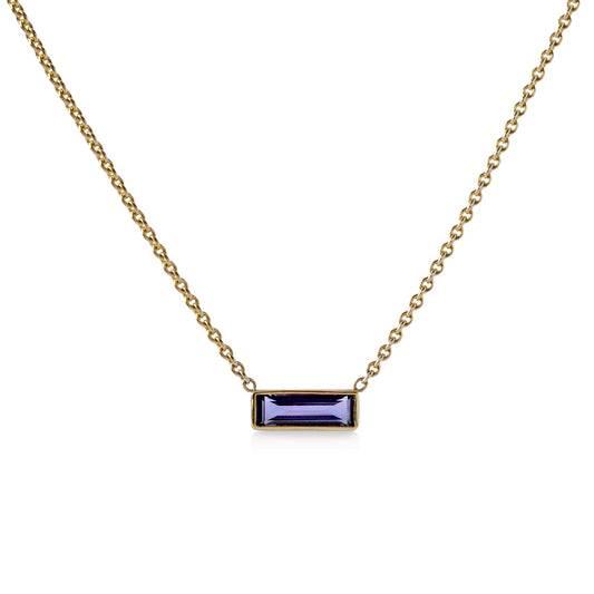 14ky .35ct Purple Sapphire Baguette-Cut Necklace