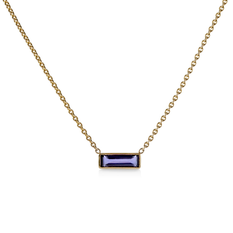 14ky .35ct Purple Sapphire Baguette-Cut Necklace