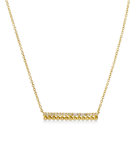 14ky .11ctw Baguette-Cut Diamond Bar Necklace