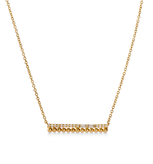 14ky .11ctw Baguette-Cut Diamond Bar Necklace